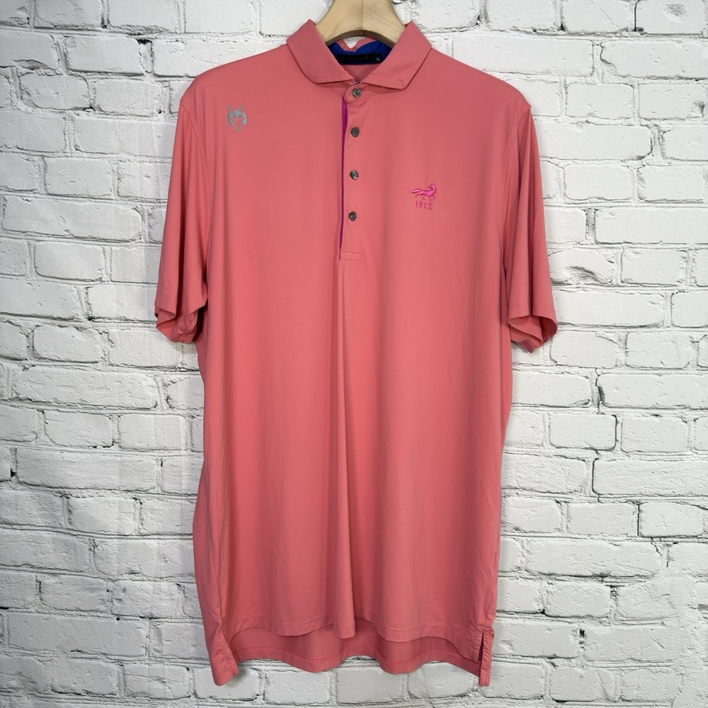 Greyson Polo Golf‎ Shirt Mens XL Keswick Golf Club Coral Performance Stretch